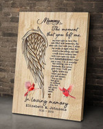 Personalized Mothers Day Canvas, Memorial Gift For Loss Of Mom, The Moment That You Left Me Cardinal, Bereavement Gift, Mom Sympathy Gift