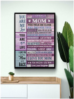 Mothers Day Canvas, Gift For Mom From Daughter, You Are My Love To My Mom Canvas