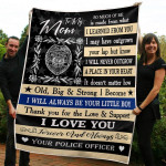 Mothers Day Blanket, Gift For Mom From Daughter Son, Police Mom I Learned From you Fleece Blanket