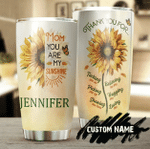 Personalized Mothers Day Tumbler, Gift For Mom From Daughter Son, You Are My Sunshine Thanks For Loving me Tumbler