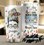 Personalized Mothers Day Tumbler, Gift For Mom From Daughter Son, Autism Mom My Son Is Different Tumbler