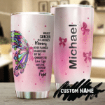 Personalized Mothers Day Tumbler, Gift For Mom From Daughter Son, Fight Breast Cancer Is A Journey Mom Tumbler