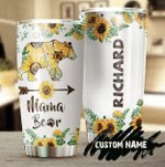 Personalized Mothers Day Tumbler, Gift For Mom From Daughter Son, Mama Bear Sunflower Arrow Tumbler