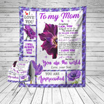 Mothers Day Blanket, Gift For Mom From Son, Anemone Flower Fleece Blanket