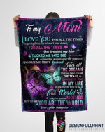 Mothers Day Blanket, Gift For Mom From Daughter, Mom You Are The World To Me Fleece Blanket
