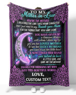 Personalized Mothers Day Blanket, Gift For Mother-in-law From Son-in-law, Thank You Mom Fleece Blanket