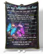 Personalized Mothers Day Blanket, Gift For Mother-in-law From Daughter-in-law, Thanks For Loving Me As Your Own Fleece Blanket