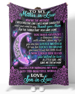 Personalized Mothers Day Blanket, Gift For Mother-in-law From Son-in-law, Love to Moon And Back Fleece Blanket