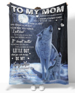 Personalized Mothers Day Blanket, Gift For Mom From Son, Wolf Big Hug Loving Fleece Blanket