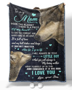 Mothers Day Blanket, Gift For Mom From Son, Little Boy Wolf Love Fleece Blanket