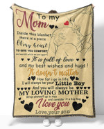 Mothers Day Blanket, Gift For Mom From Son, My Heart Love Fleece Blanket