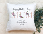 Personalized Mothers Day Pillow, Gift For Mom From Daughters Sons,Floral Mum Throw Pillow
