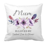 Personalized Mothers Day Pillow, Gift For Mom From Daughters Sons, Lilac Purple Floral Throw Pillow