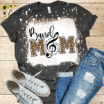 Mothers Day Bleached Tshirt, Gift For Mom From Daughter Son, Band Mom Leopard Tshirt