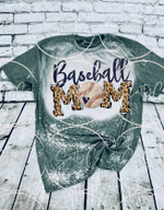 Mothers Day Bleached Tshirt, Gift For Mom From Daughter Son, Baseball Mom Tshirt
