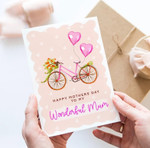 Mothers Day Card, Gift For Mother From Daughter/ Son, Pink bike Post Card & Greeting Card