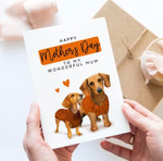 Mothers Day Card, Gift For Mother From Daughter/ Son, Sausage dog Post Card & Greeting Card