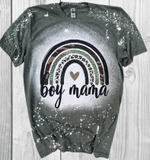 Mothers Day Bleached Tshirt, Gift For Mom From Daughter Son, Boy Mama Camo Leopard Rainbow Tshirt