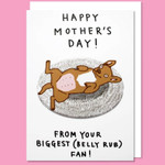 Mothers Day Card, Gift For Mother From daughter/ Son, Belly Rub Fan Post Card & Greeting Card