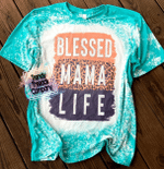 Mothers Day Bleached Tshirt, Gift For Mom From Daughter Son, Blessed Mama Life Tshirt