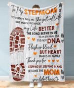Mothers Day Blanket, Gift For Bonus mom From Daughter/ Son, It Is Not DNA Flesh Or Blood Fleece Blanket