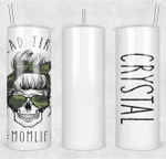 Mothers Day Tumbler, Gift For Mom From Daughter&Son, Mom Life Skull Dead Tired Camo 3 Tumbler