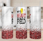 Mothers Day Tumbler, Gift For Mom From Daughter&Son, Softball Baseball Mom of both, My Heart is on that Field Tumbler