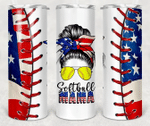 Mothers Day Tumbler, Gift For Mom From Daughter&Son, American Softball Mom Life Bun Hair Tumbler
