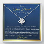 Best Friend Gift on Wedding Day for Bride, Friendship Necklace to Bride from Bestfriend & Maid of Honor, Jewelry with Message Card - Blue