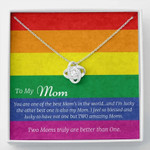 Two Moms - Mother's Day Love Knot Necklace, Gift For Lesbian Moms