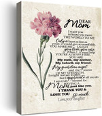 Mothers Day Canvas, Gift For Mom From Daughter Son, Carnation I Thank You And Love You So Much Canvas