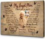 Personalized Mothers Day Canvas, Gift For Mom in Heaven From Daughter Son, My Angel Mom Memorial Canvas| I Miss You As Long As I Live| Beautiful Butterfly Memorial Canvas