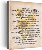 Mothers Day Canvas, Gift For Mom From Daughter Son, Dear Mom Retro I Believe You Can Do Everything Canvas