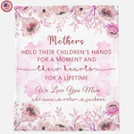 Personalized Mothers Day Blanket, Gift For mom From Daughter And Son, Floral Style Fleece Blanket