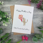 Personalized Mothers Day Card, Gift For Mom From Daughter/ Son, Cute Cat Post Card & Greeting Card