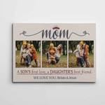 Personalized Mothers Day Canvas, Gift For Mom From Daughter Son, Mom: A Son’s First Love A Daughter’s Best Friend Canvas