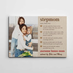 Personalized Mothers Day Canvas, Gift For Mom From Daughter Son, Stepmom Definition Canvas