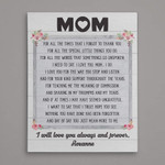 Personalized Mothers Day Canvas, Gift For Mom From Daughter Son, For All the Times That I Forgot to Thank You Canvas