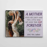 Personalized Mothers Day Canvas, Gift For Mom From Daughter Son, A Mother Holds Her Child’s Hand Heart Forever Canvas