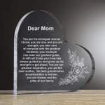 Mothers Day Gift, Custom Engraved Crystal Heart for Mom From Daughter/Son, You Are The Strongest Woman