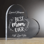 Personalized Mothers Day Gift, Custom Engraved Crystal Heart for Mom From Daughter/Son, Best Mom Ever
