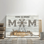 Personalized Mothers Day Canvas, Gift For Mom From Daughter Son, Home Is Where Mom Is Canvas