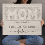 Personalized Mothers Day Canvas, Gift For Mom From Son, I Will Love You Always Canvas