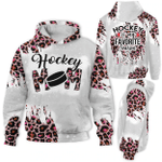Mothers Day Bleached Hoodie, Gift For Mom From Daughter Son, Ice Hockey Mom My Favorite Season Leopard Hoodie