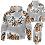 Mothers Day Bleached Hoodie, Gift For Mom From Daughter Son, Golf Mom Leopard Hoodie