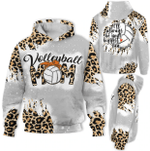 Mothers Day Bleached Hoodie, Gift For Mom From Daughter Son, Volleyball Mom Leopard Biggest Fan Hoodie