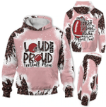 Mothers Day Bleached Hoodie, Gift For Mom From Daughter Son, Football Mom Leopard Loud And Proud Hoodie