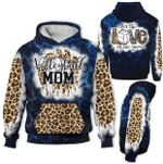 Mothers Day Bleached Hoodie, Gift For Mom From Daughter Son, Volleyball Mom Leopard For The Love Of The Game Hoodie