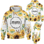 Mothers Day Bleached Hoodie, Gift For Mom From Daughter Son, Mama Flower Mama Bear Hoodie