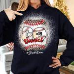 Personalized Mothers Day Bleached Hoodie, Gift For Mom From Daughter Son, Baseball Mom Leopard Hoodie